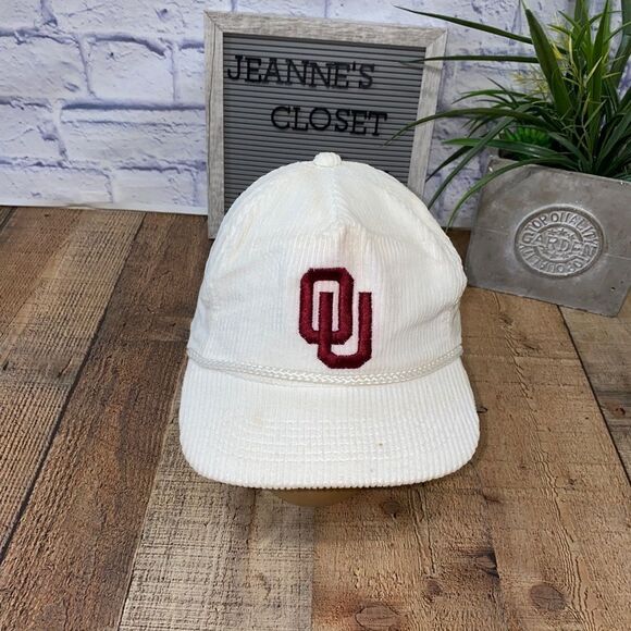 Vintage Corduroy Oklahoma Sooners SnapBack Hat white. - Picture 5 of 11